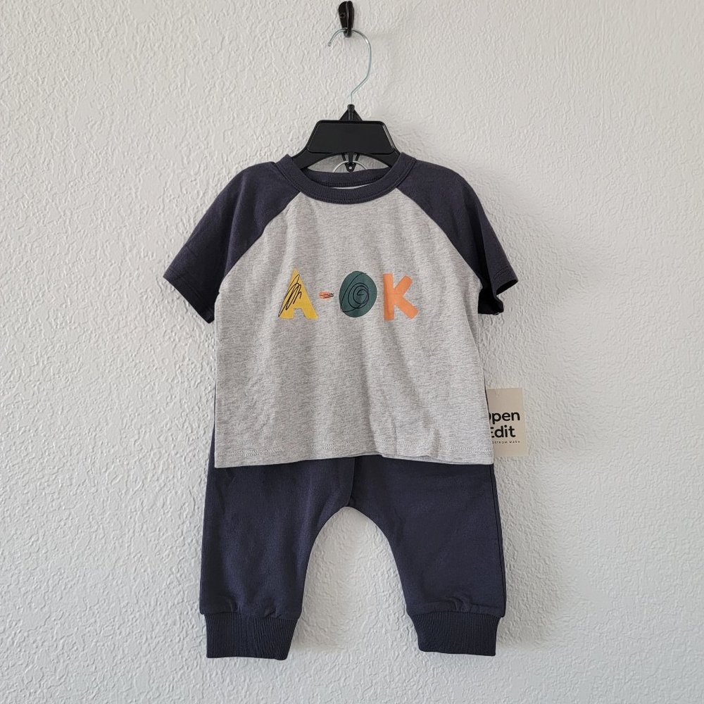 Open Edit Nordstrom Baby Boy Clothes Top & Pants Set size 9 months NWT